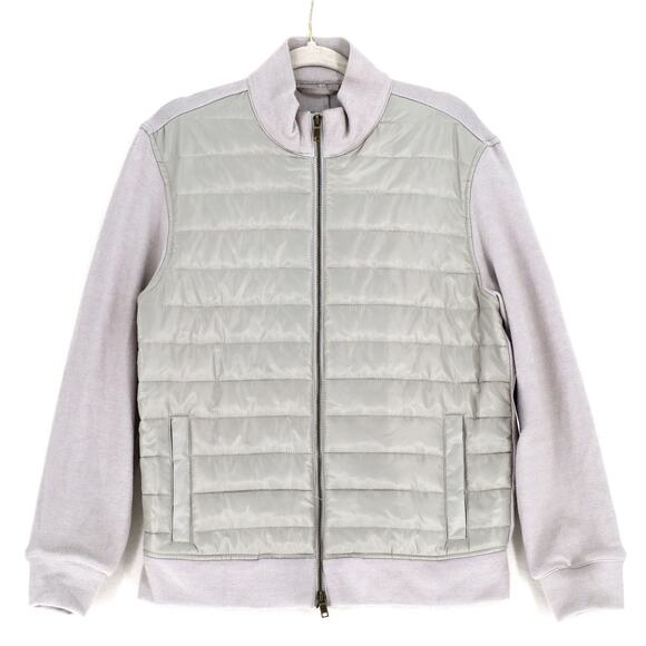 Alfani Men's Grey Mixed-Media Knit/Quilted Casual Full-Zip Bomber Jacket Size S - Picture 2 of 7